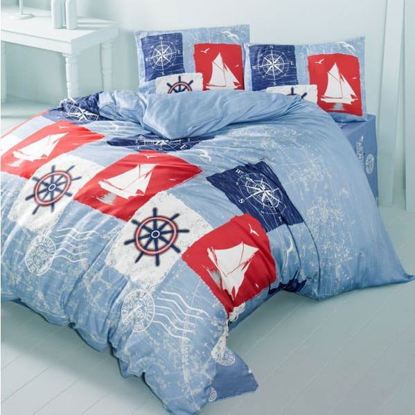 Pościel bawełniana Victoria Atlas blue 200x220