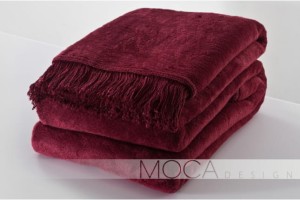 Koc Moca Design 150x200 cm – Bordowy, Elegancki i Ciepły