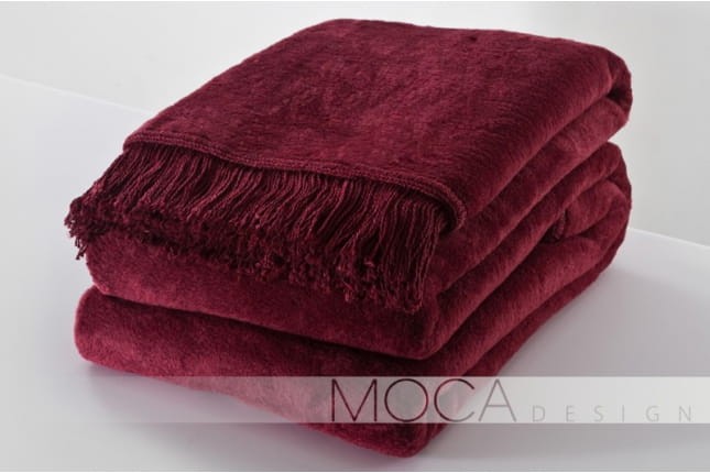 Koc Moca Design 150x200 cm – Bordowy, Elegancki i Ciepły