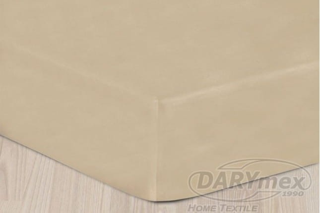 Prześcieradło z satyny bawełnianej z gumką 160x200 beżowe