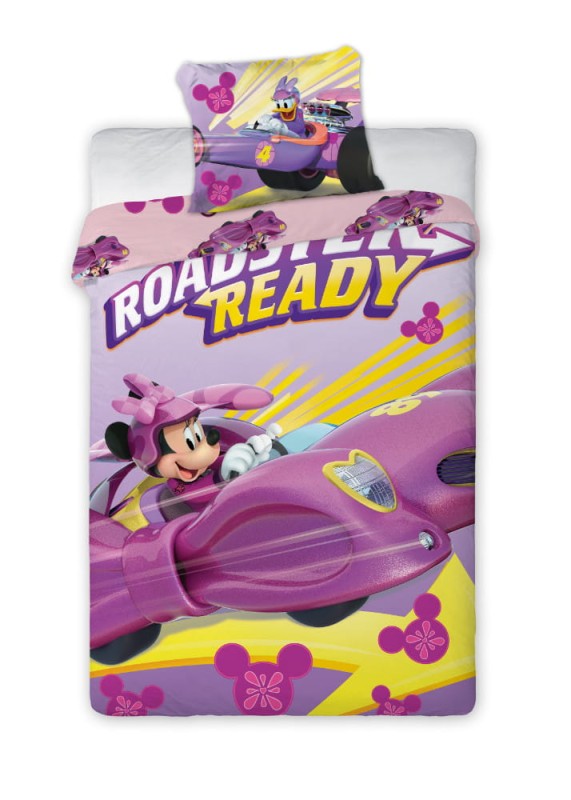 Pościel licencyjna dla dziewczynki 160x200 Myszka Minnie w Wyścigówce.