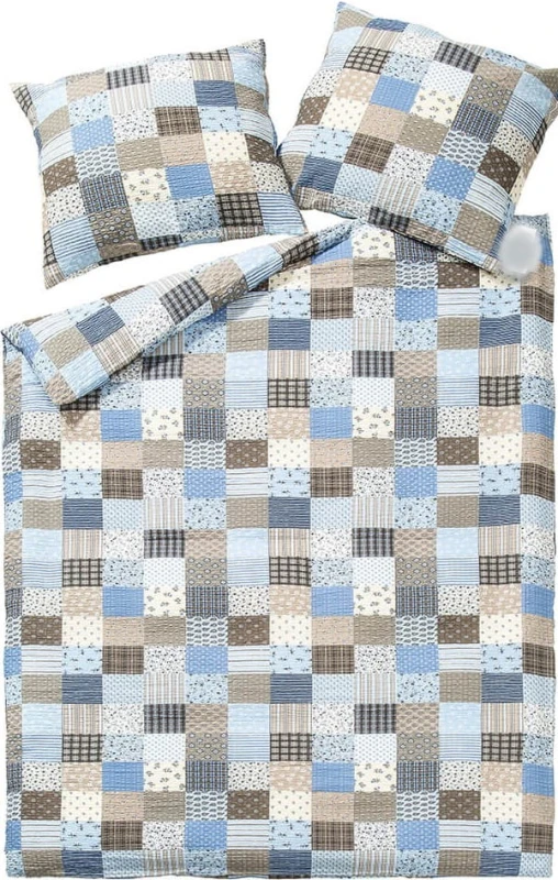 Pościel z kory 200x220 Patchwork krateczka na guziki