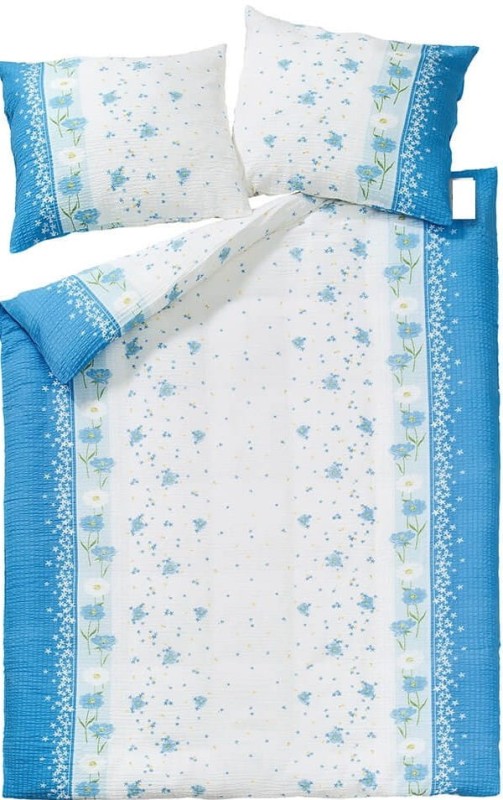 Pościel z kory 200x220 Niebiesko biała kwiatki.