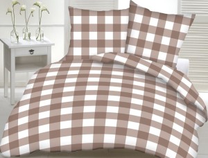 Pościel z kory 200x220 Kratka beżowa K08 na guziki-1