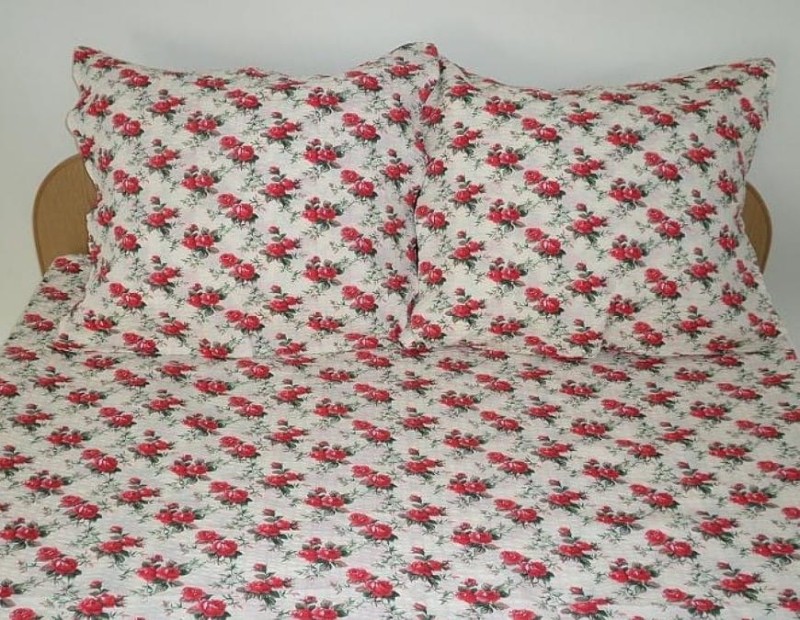Pościel z kory 180x200 Różyczki czerwone K12 na guziki.