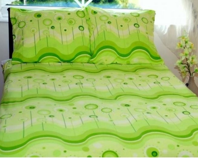 Pościel z kory 160x200 Zielona K021 na guziki.