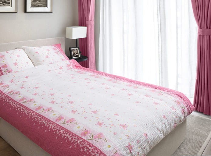 Pościel z kory 160x200 Kwiatki różowo biała .