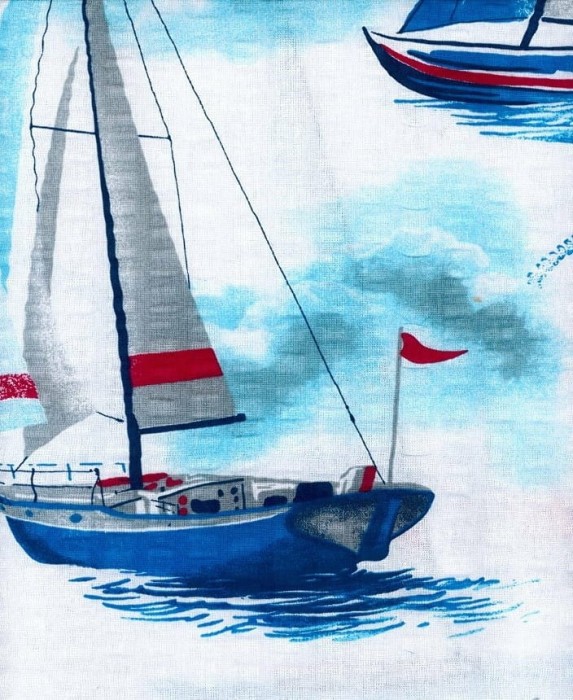 Pościel z kory 160x200 Żaglówka K029 na guziki rzeczywiste kolory.