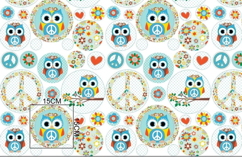 Pościel bawełniana 100x135 Sowy Miętowa 024