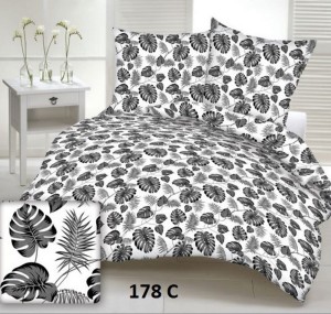 Pościel z kory bawełnianej 160x200 liście na guziki