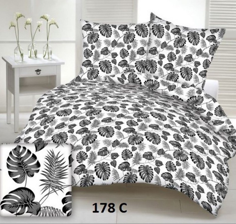 Pościel z kory bawełnianej 140x200 liście na guziki