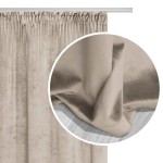 Zasłona gotowa 140x270 beżowa welurowa na taśmie soft Velvet