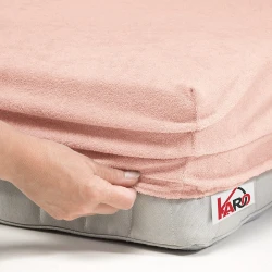 Prześcieradło frotte z gumką 160x200 łososiowe 006 F04-160