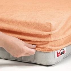 Prześcieradło frotte z gumką 160x200 morelowe F06-160
