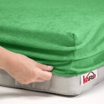 Prześcieradło frotte z gumką 200x220 zielone groszkowe F21-200