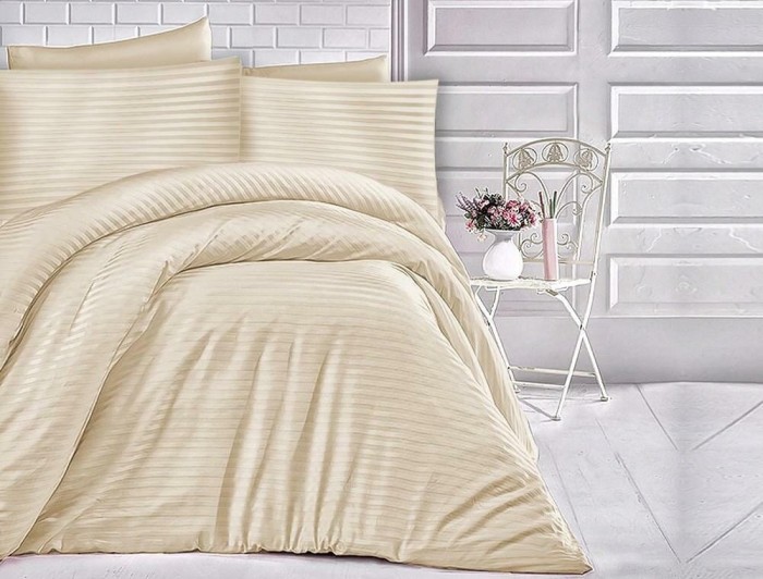 Pościel satynowa jednobarwna 140x200 Remeni Capuccino