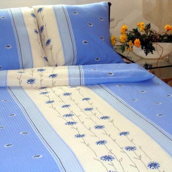 Pościel z kory 160x200 Margerytka K020 niebieska na guziki