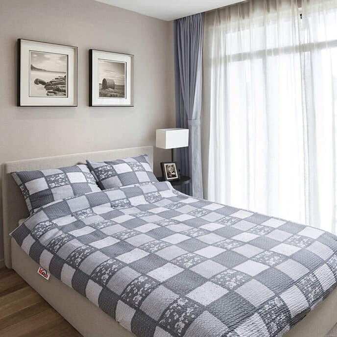 Pościel z kory 200x220 K030 Szara na guziki