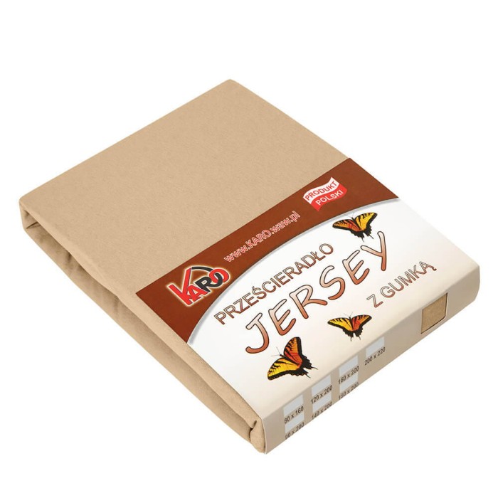 Prześcieradło jersey z gumką 180x200 Beżowe Ciemne P18-180 grube 150g/m2