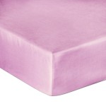 Prześcieradło satynowe z gumką 200x220 Wrzosowe