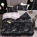Pościel Satynowa Dwustronna 200x220 Marmurek Ciemny 3cz.
