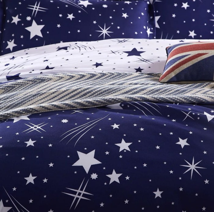 POŚCIEL SATYNOWA 200x220 + 2x POSZEWKA 70x80 GWIAZDKI 05 PRZEŚCIERADŁO-1