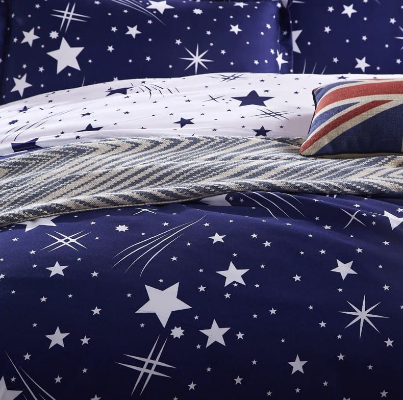 POŚCIEL SATYNOWA 200x220 + 2x POSZEWKA 70x80 GWIAZDKI 05 PRZEŚCIERADŁO-1