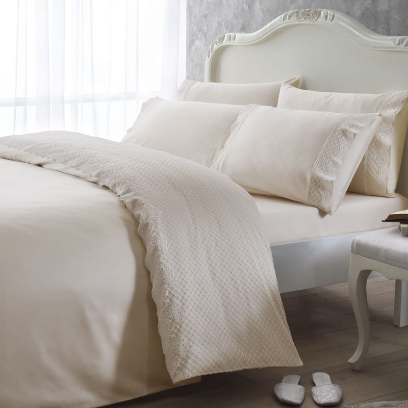 Pościel satyna bawełniana Marlow Beige 200x220 Tivolyo