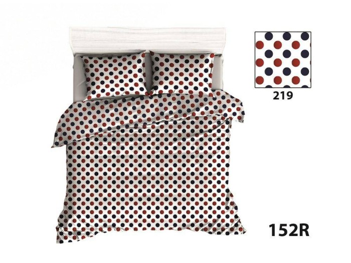 Pościel bawełniana 140x200 obustronna Grochy Granatowe Czerwone