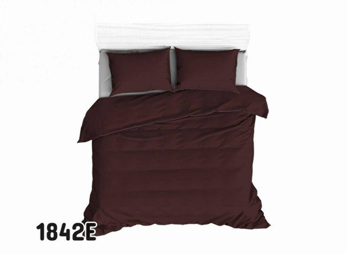 Pościel z bawełny 140x200 Jednobarwna Bordowa