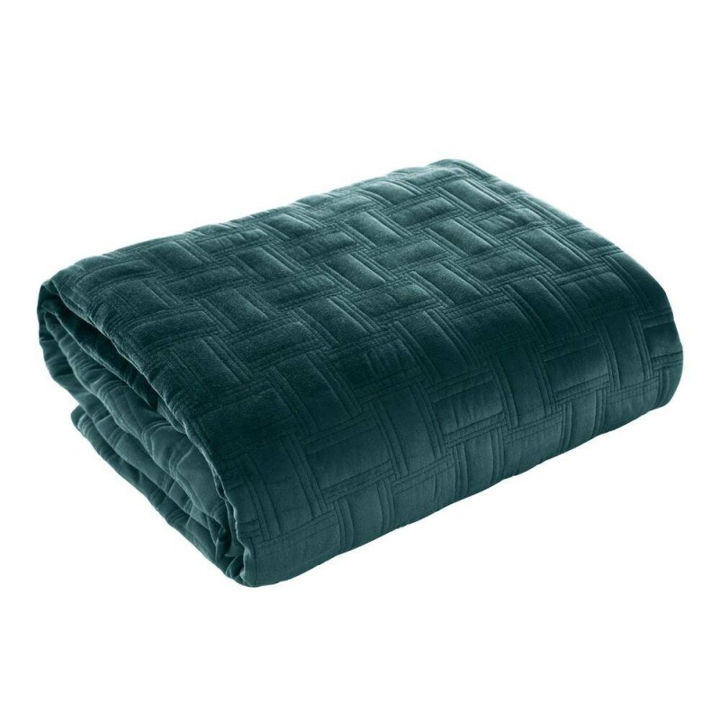 Narzuta dekoracyjna 170x210 welwetowa Turkusowa Ciemna Geometryczna Ria 3-4