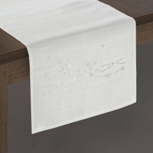 Obrus świąteczny bieżnik Agata 40x140 Cekiny Srebrny Śnieżynki