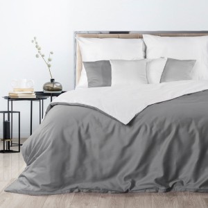 Pościel Dwustronna Satynowa Biała Stalowa 180x200 Nova 3