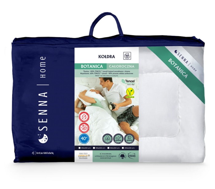 Kołdra Botanica antyalergiczna 135x200 Tencel® Inter-Widex 950g biodegradowalna