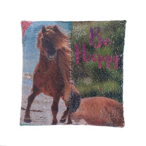 Poszewka z cekinami 40x40 3D Koń Plaża Grzywa