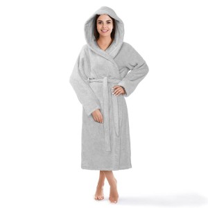 Szlafrok L/XL Bawełniany Frotte z kapturem Szary Robin 1.jpg