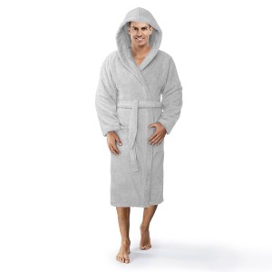 Szlafrok L/XL Bawełniany Frotte z kapturem Szary Robin 3.jpg