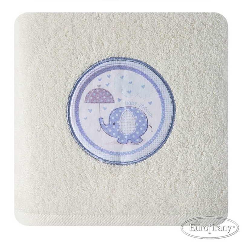 Ręcznik dziecięcy 50x90 Kremowy Niebieski Słonik Baby