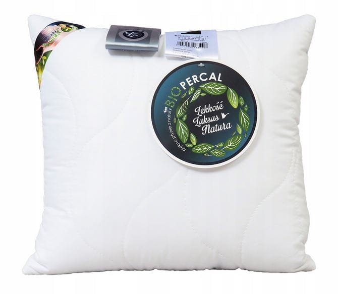 26800Poduszka antyalergiczna 70x80 BioPercal 1000g biała pikowana delikatny perkal 100% bio bawełna AMZ-1