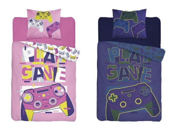 Pościel świecąca w ciemności 140x200 3582 B Game Over Pady młodzieżowa bawełniana-1