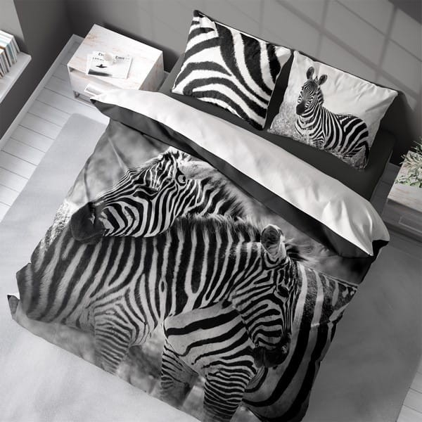 Pościel bawełniana 160x200 Szara Czarna Biała Zebra Młodzieżowa 2