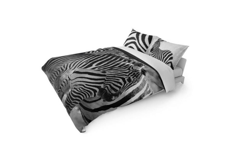 Pościel bawełniana 160x200 Szara Czarna Biała Zebra Młodzieżowa 3
