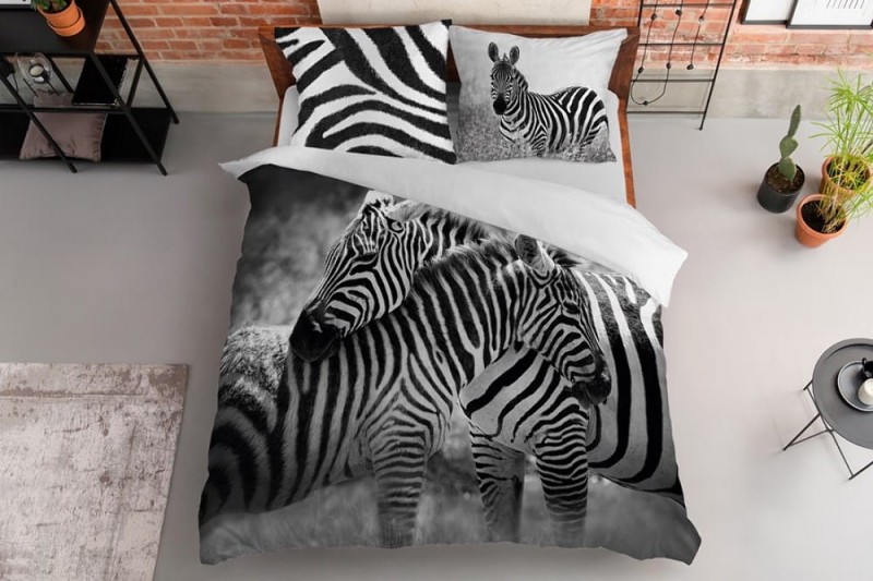 Pościel bawełniana 160x200 Szara Czarna Biała Zebra Młodzieżowa 5