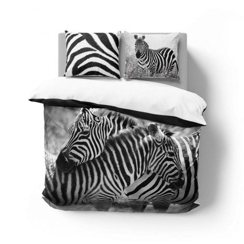 Pościel bawełniana 160x200 Szara Czarna Biała Zebra Młodzieżowa 6