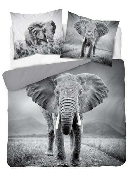 Pościel bawełniana 220x200 Szara Słoń Młodzieżowa 1