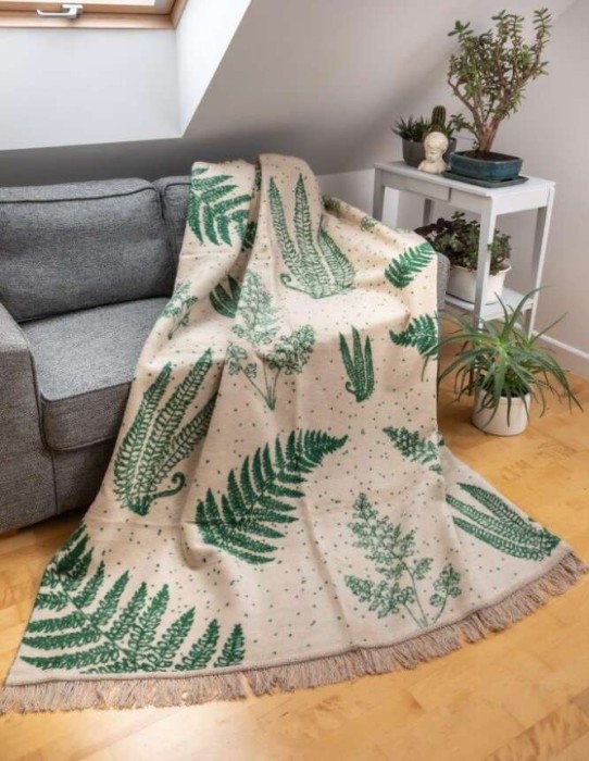 Koc narzuta pled bawełniany akrylowy 150x200 Cotton Cloud Spiner Fier Green