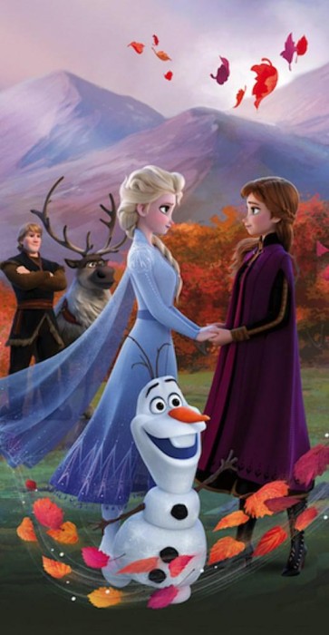 Ręcznik plażowy 70x140 Bawełniany Frozen 2 Kraina Lodu Anna Elsa Olaf Dziecięcy-1