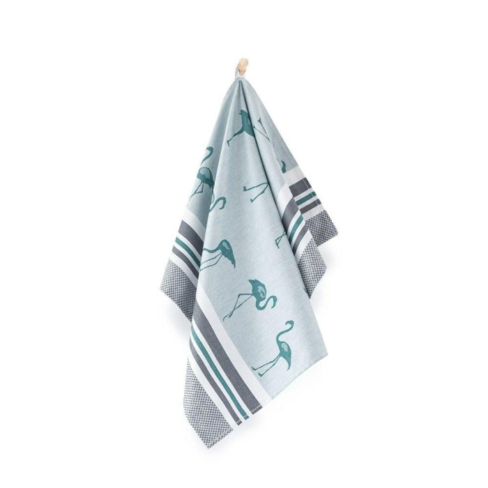 Ścierka do naczyń 50x70 zielona grafitowa Flamingi-2