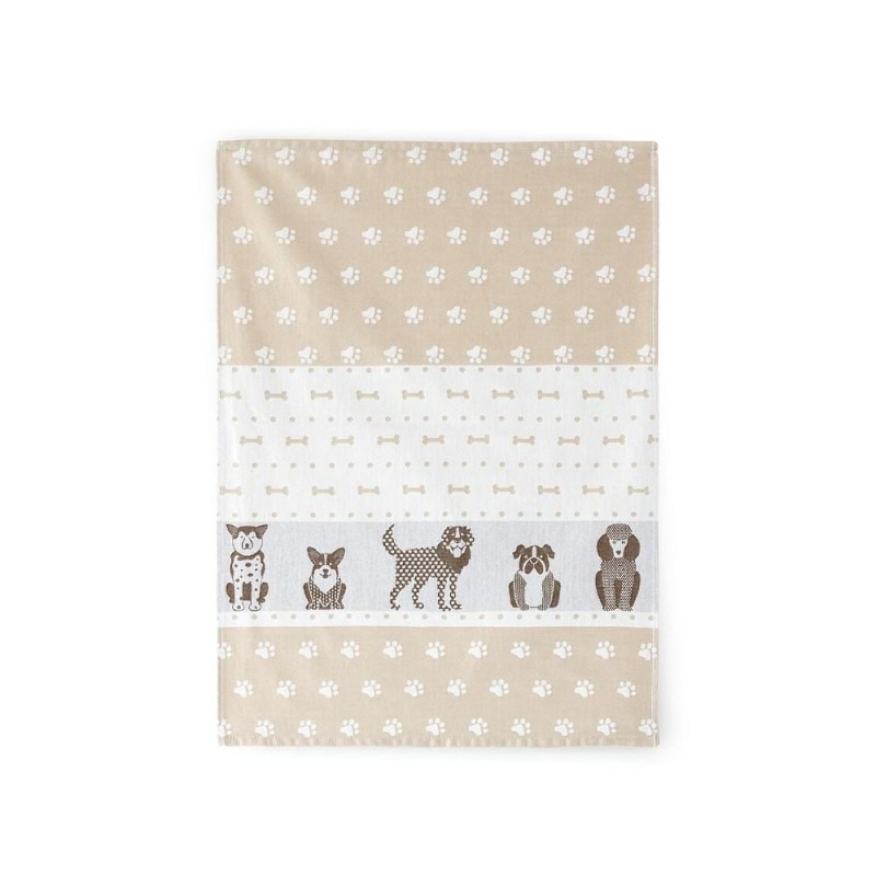 Ścierka do naczyń 50x70 beżowa łapki pieski Aleks-1