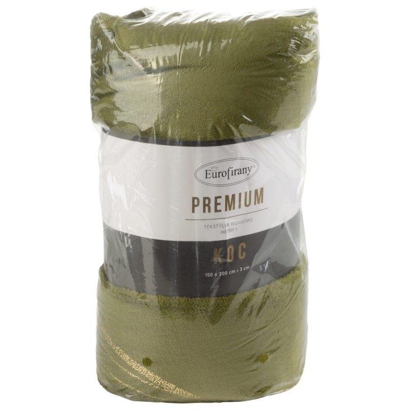 Koc narzuta z mikrofibry 150x200 Oliwkowy Złoty Blanca 3 Liście-4